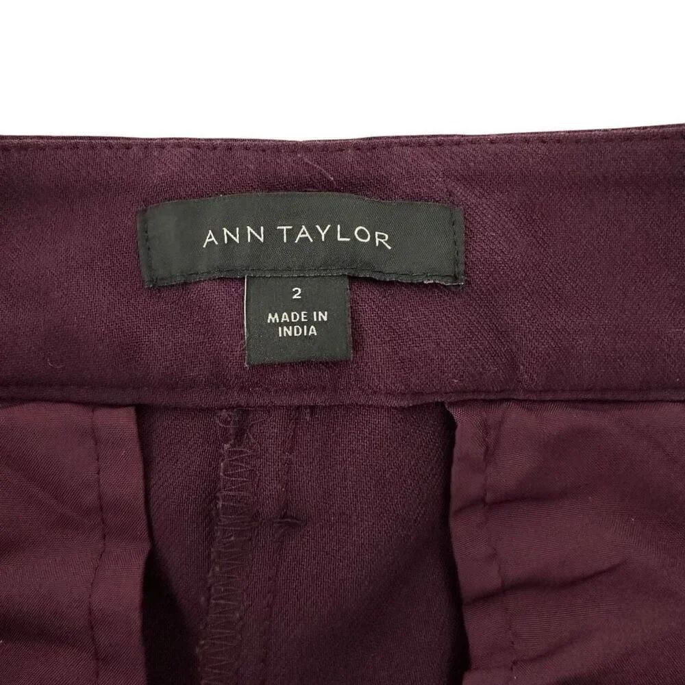 Ann Taylor The Belted Taper Pant size 2 Dark Plum - Picture 3 of 8